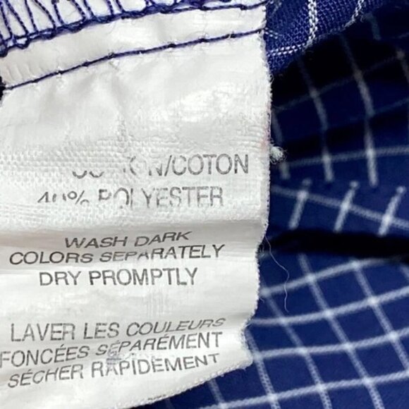 Van Heusen Shirt Men's Large Short Sleeve Classic Fit Button Down Navy Grid EUC - Picture 4 of 5